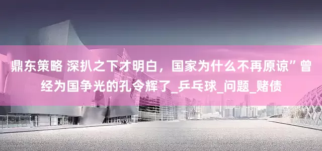 鼎东策略 深扒之下才明白，国家为什么不再原谅”曾经为国争光的孔令辉了_乒乓球_问题_赌债
